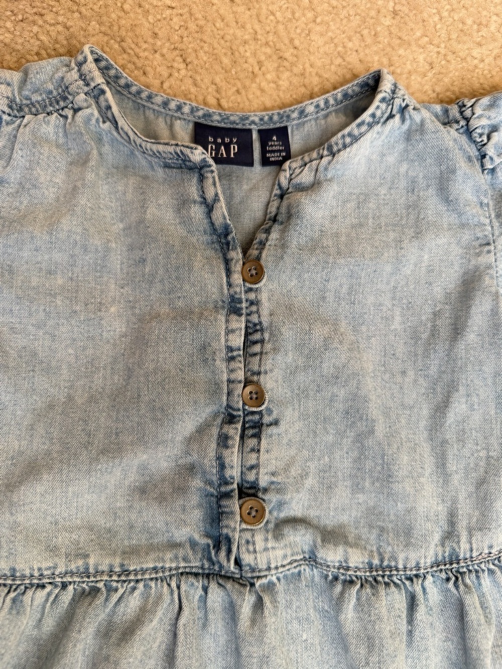 Baby GAP Denim Tiered Puff-Sleeve Dress - Picture 4 of 5